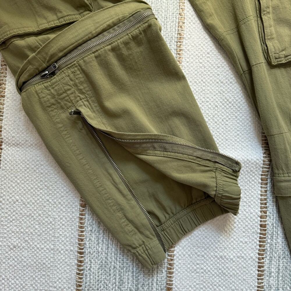 Zara Khaki Olive Green Mid Rise Straight Leg Slouchy Transformable Cargo Pants 2 - Picture 9 of 13
